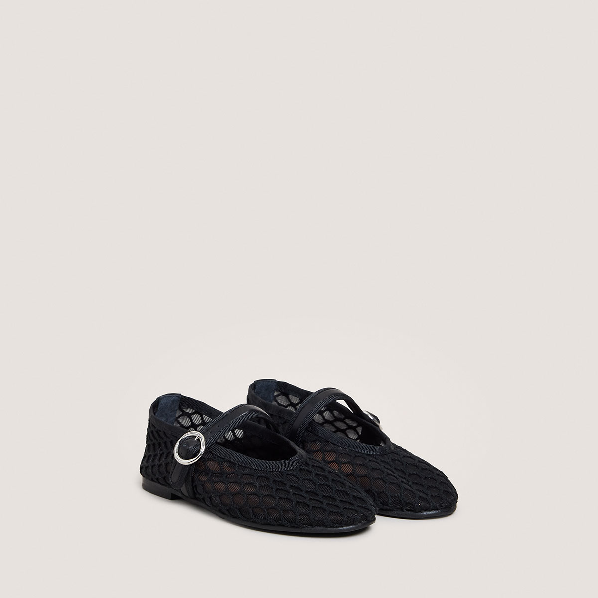 Strapped ballerinas - Capsule Mini in black mesh and black leather | MINI DEESSIA