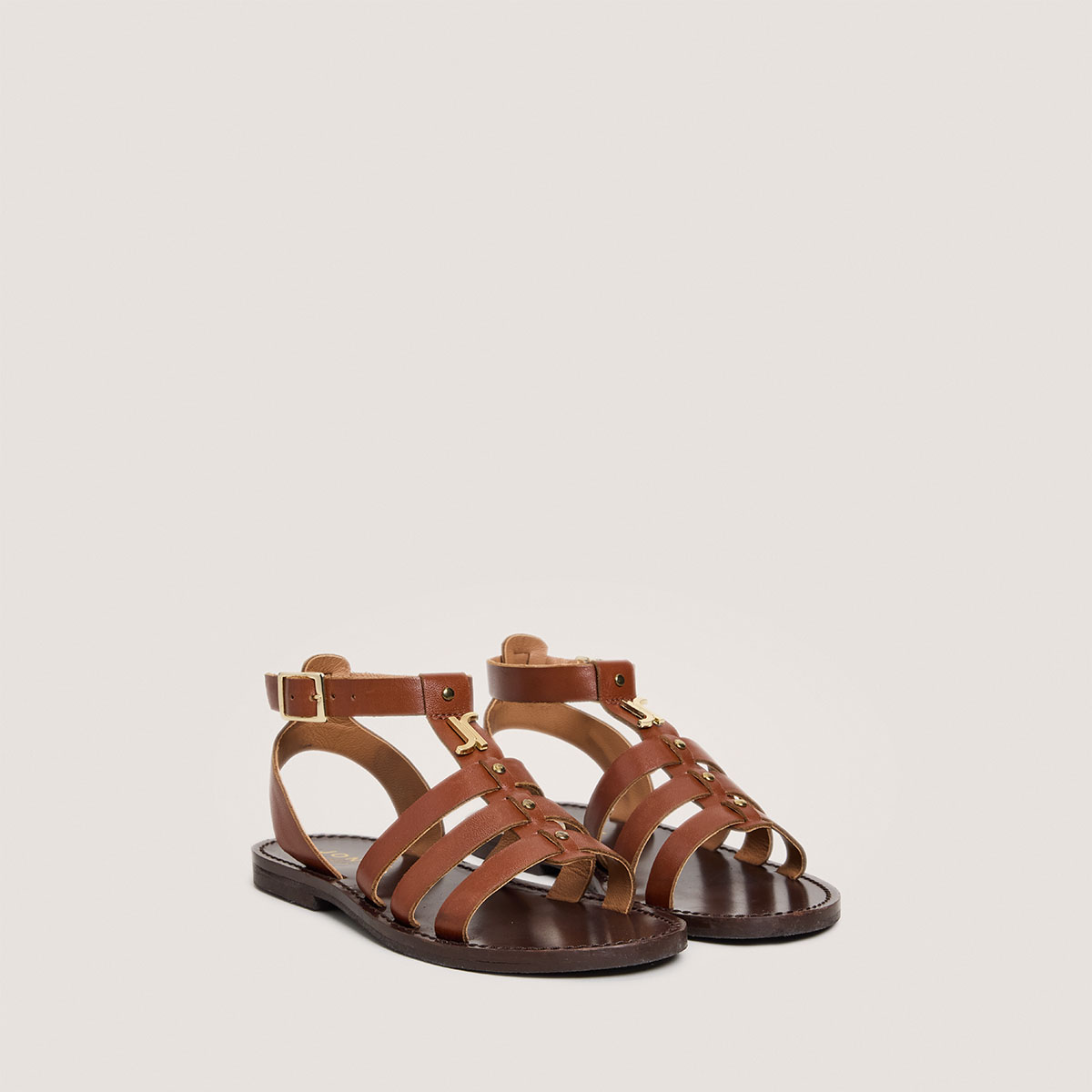 Monogrammed sandals - Capsule Mini in cognac leather | MINI WAN