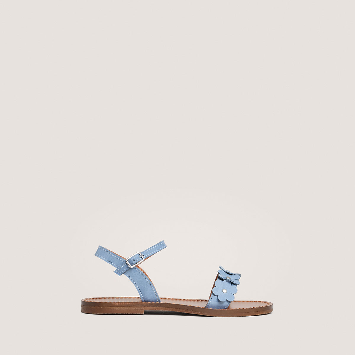 Flower sandals - Capsule Mini in blue jeans varnish | MINI ANOUCHKA