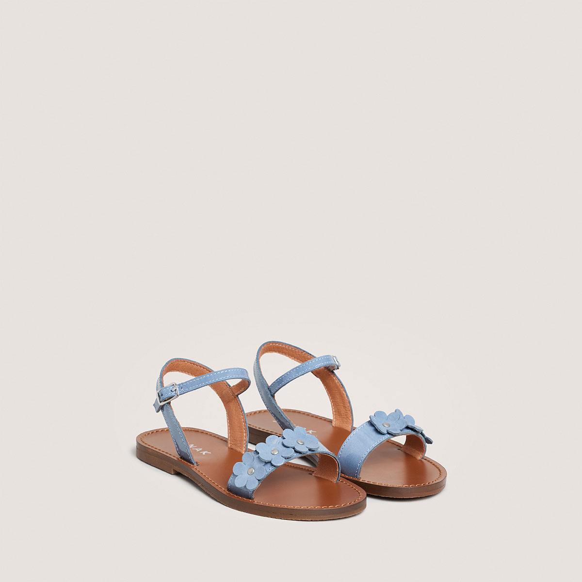 Flower sandals - Capsule Mini in blue jeans varnish | MINI ANOUCHKA