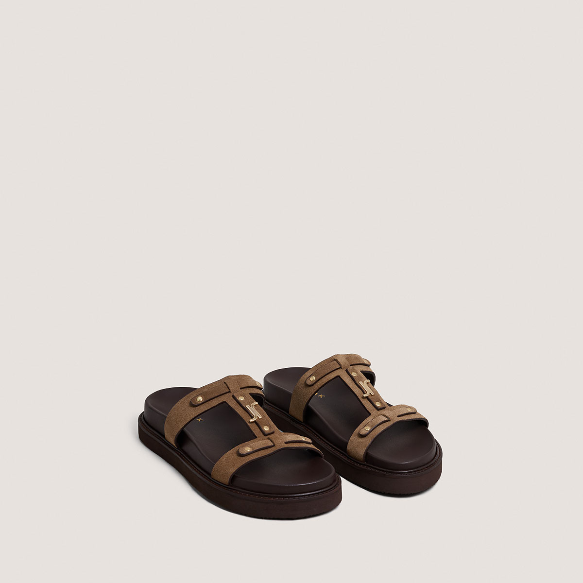 Platform sandals in taupe suede | LUANA