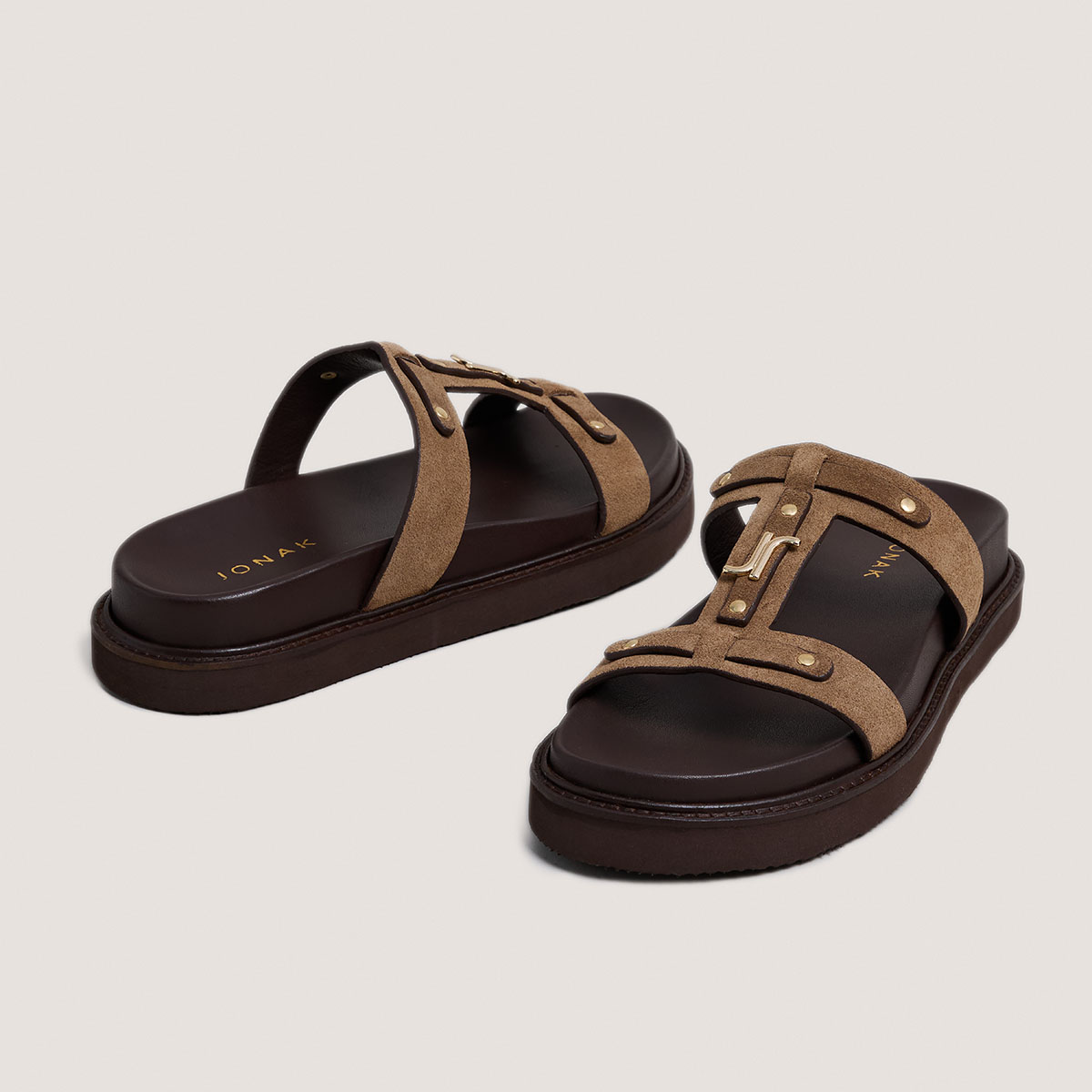 Platform sandals in taupe suede | LUANA