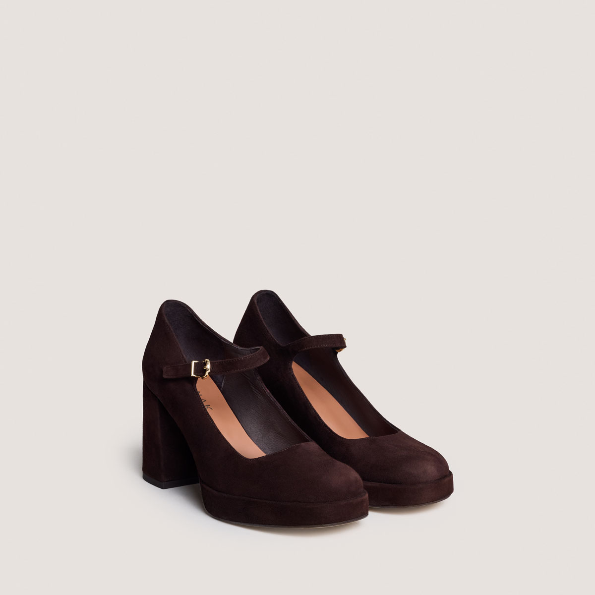 Platform Mary Jane with Rounded Toe in brown velvet | VERITOX