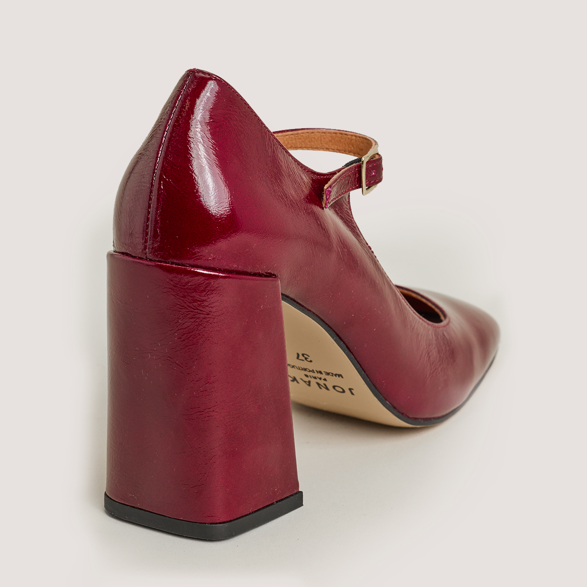 Square Toe Mary Jane in marroon shiny leather | VALERIA
