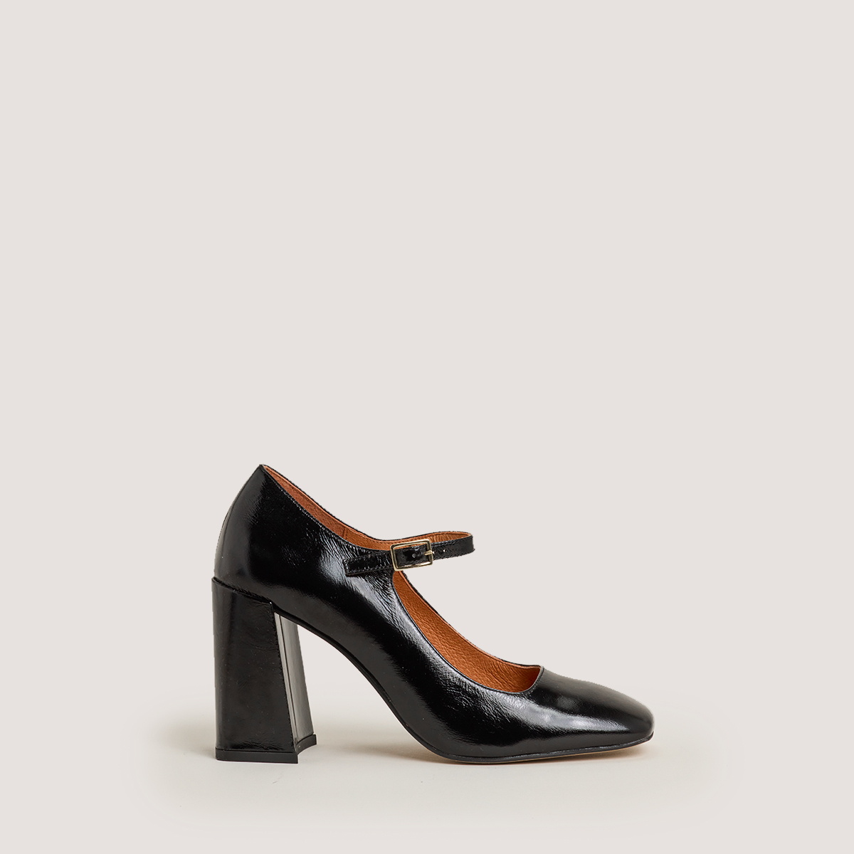 Square Toe Mary Jane in black shiny leather | VALERIA
