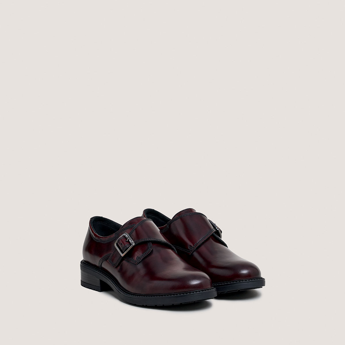 Derbies with Buckles in burgundy shiny leather | ATLANTIS