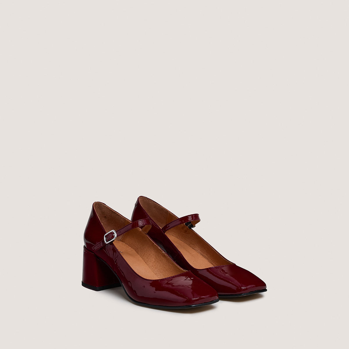 Mary Jane with Square Heels in burgundy vernish| ALIENOR