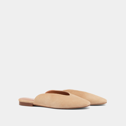 Low-cut mules in camel velvet | DUREE