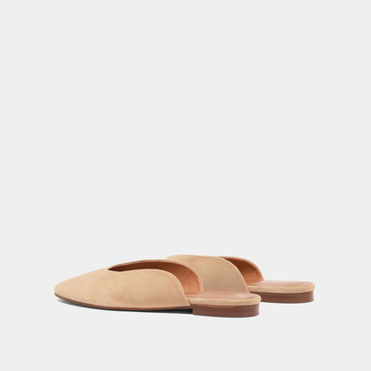 Low-cut mules in camel velvet | DUREE