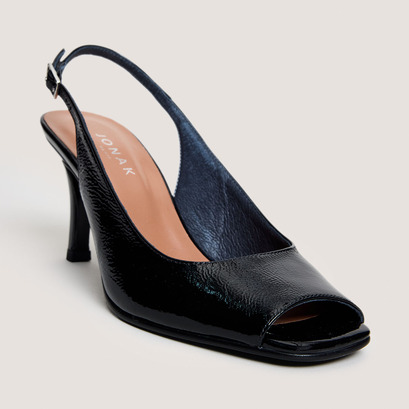 Slingback pumps in black shiny leather | devotion
