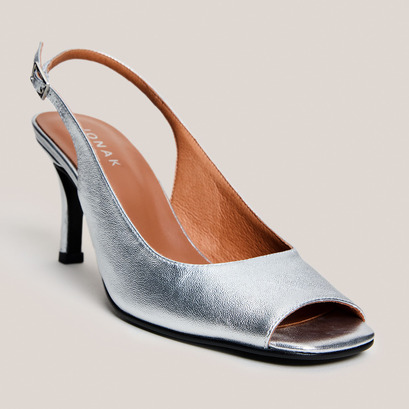 Slingback pumps in silver metallic leather | devotion