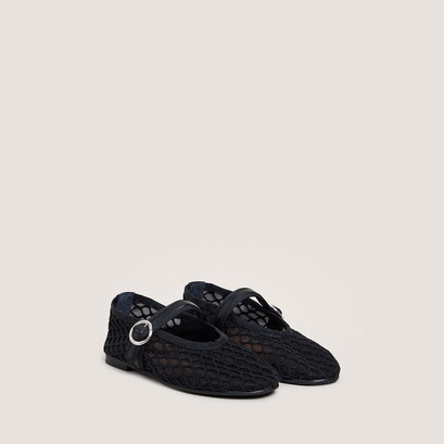 Strapped ballerinas - capsule mini in black mesh and black leather | deessia