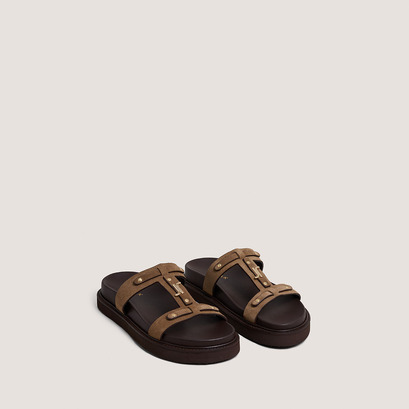 Platform sandals in taupe suede | LUANA