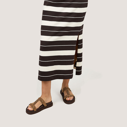 Platform sandals in taupe suede | LUANA