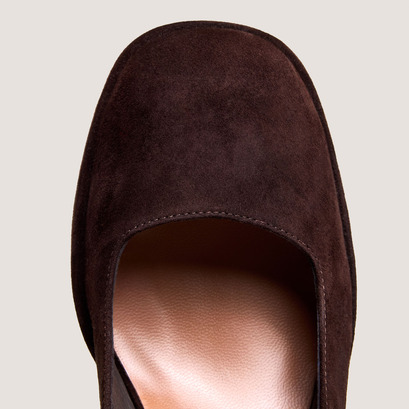 Platform mary jane with rounded toe in brown velvet | veritox