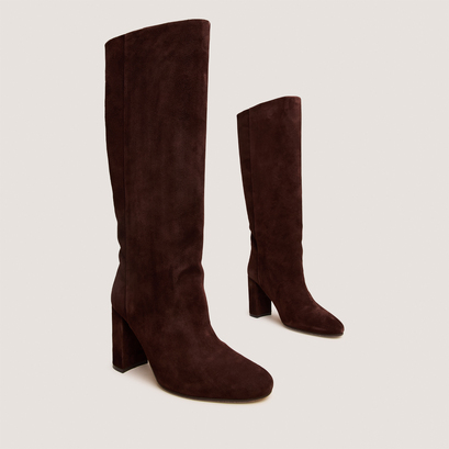 Heeled boots in maroon velvet  | venezuela