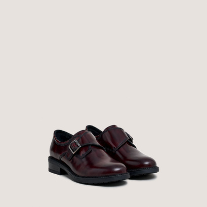 Derbies with buckles in burgundy shiny leather | atlantis