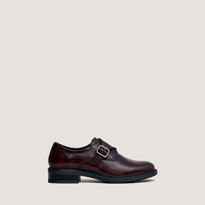 Derbies with buckles in burgundy shiny leather | atlantis