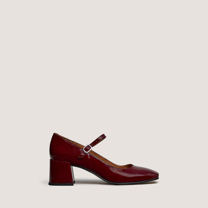 Mary jane with square heels in burgundy vernish| alienor