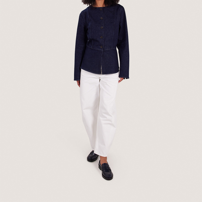 Loafers with round toe in blue leather | mirna