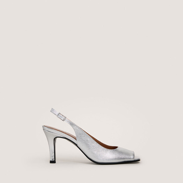 Slingback pumps in silver metallic leather | DEVOTION