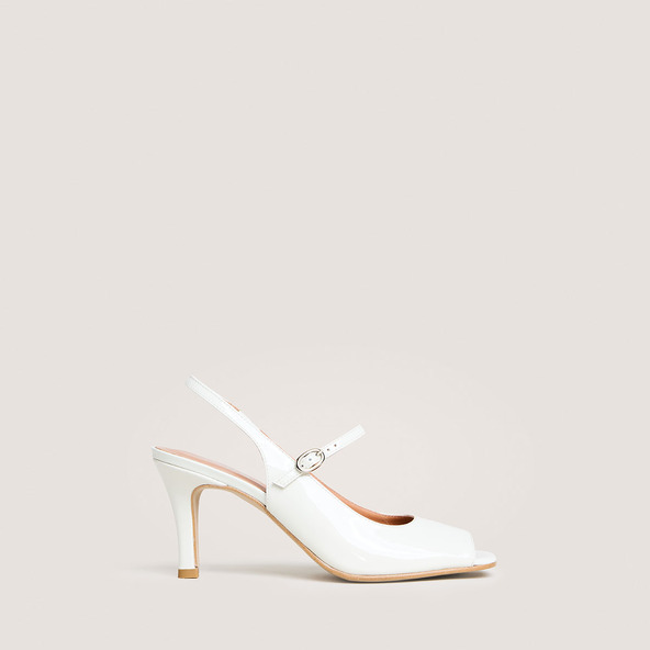 Heeled slingbacks in pearl varnish | DISCRET