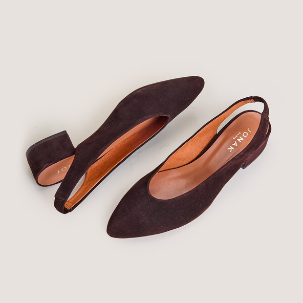 Slingback Ballet Flat in dark brown velvet | VINCE