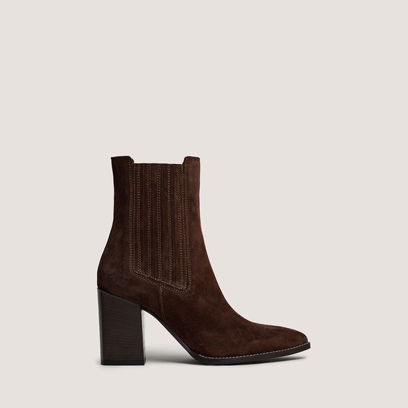 Gathered boots with heel in brown suede | PERLINE