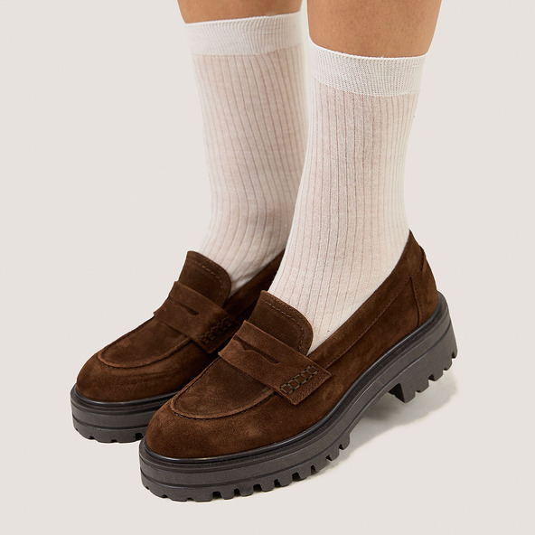 Loafers with Serrated Sole in brown suede | ALFI
