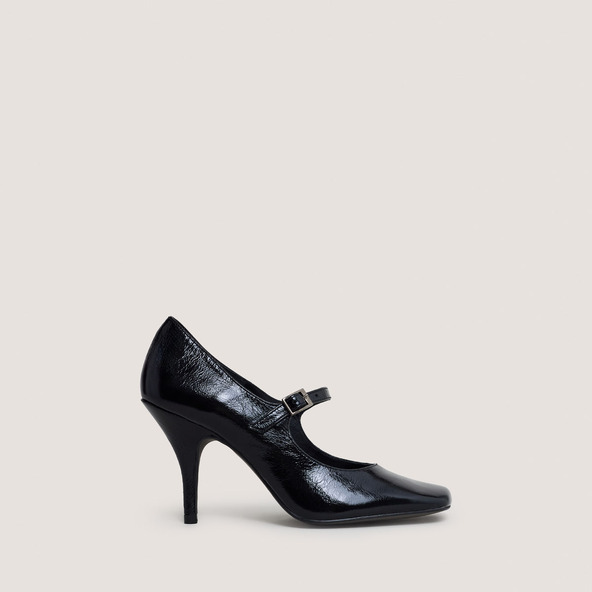 Heeled Mary Janes with Straps in shiny black leather | BELFORT