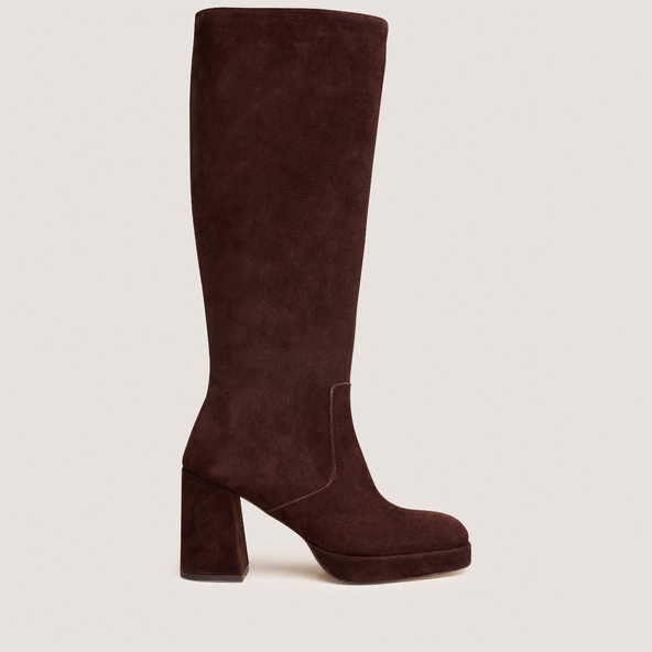 Platform Boots in maroon velvet | VENDOME