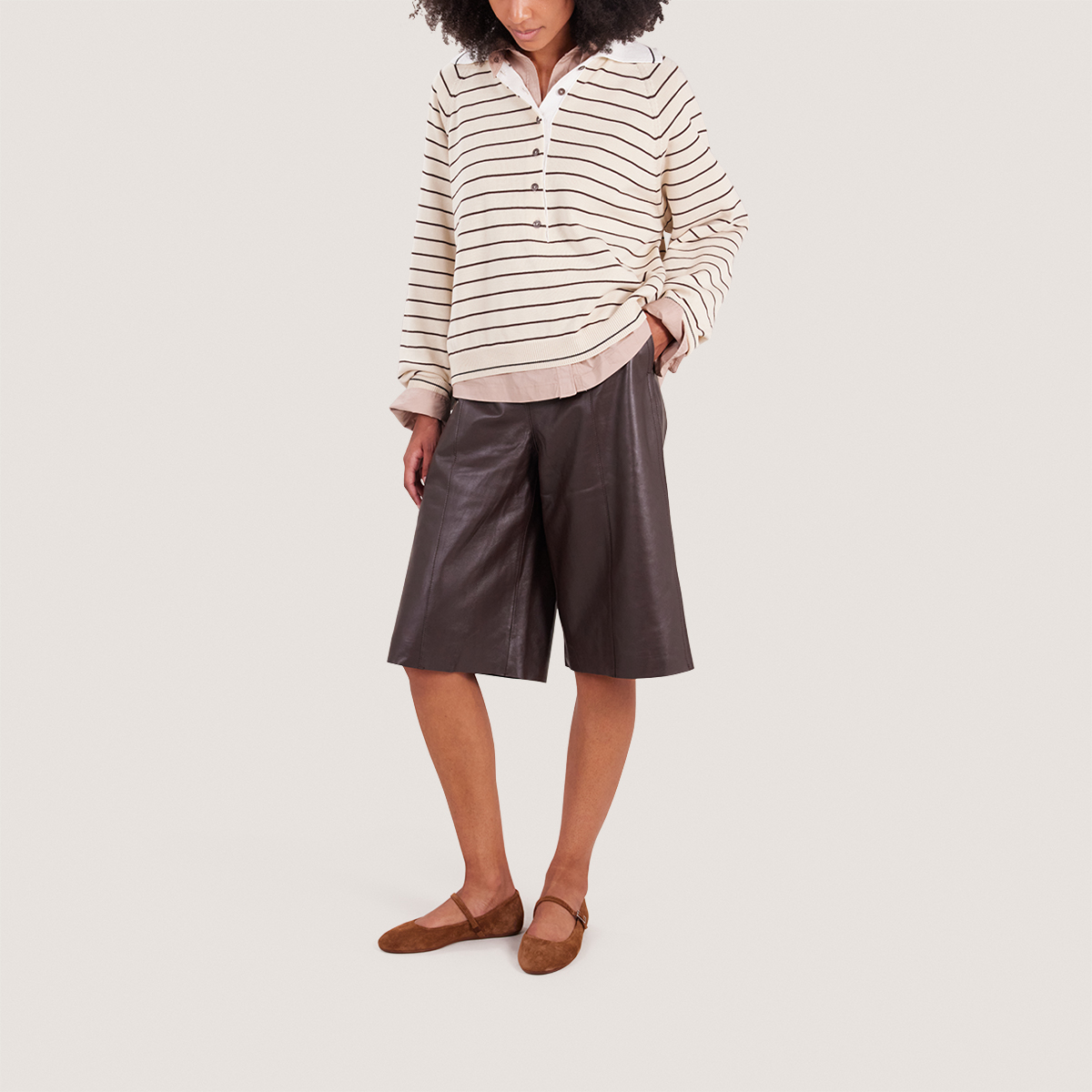 Ballet Flats with Straps in cognac suede | DRIMA
