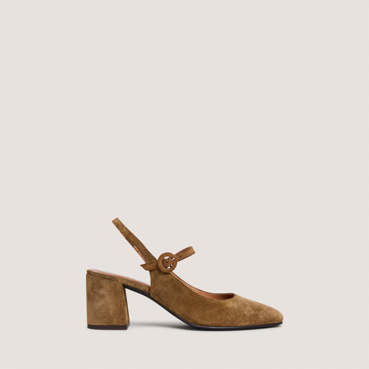 Mary Jane with Open Back in cognac suede | DOLLAR