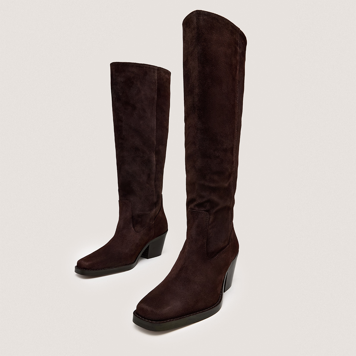 Pointed-Toe Boots in dark brown split leather | BRESIL