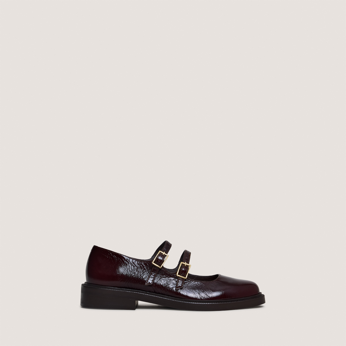 Ballet flats with double straps in chocolate patent leather | DREAMY
