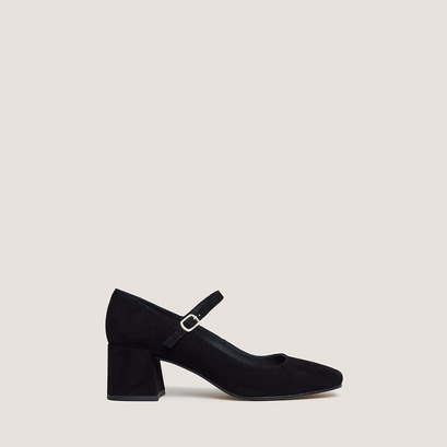 Mary jane with square heels in black velvet | alienor