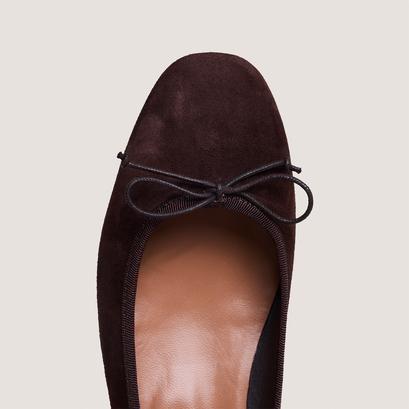 Ballet flats with heel in brown velvet | dadou