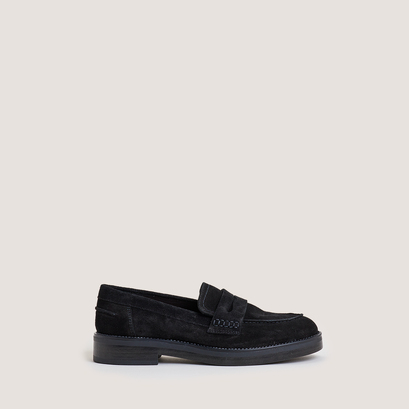 Loafers with rounded toe in black suede | mirna
