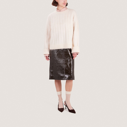 Slingbacks with pointed toe in brown velvet | diamantine