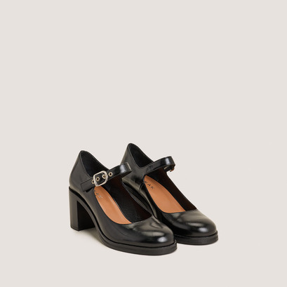 Heeled babies in black leather | vreni