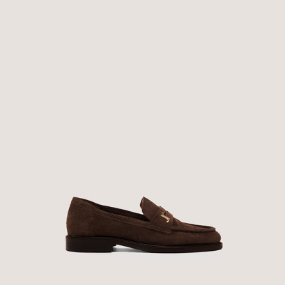 Round-toe loafers in brown split leather | duedi