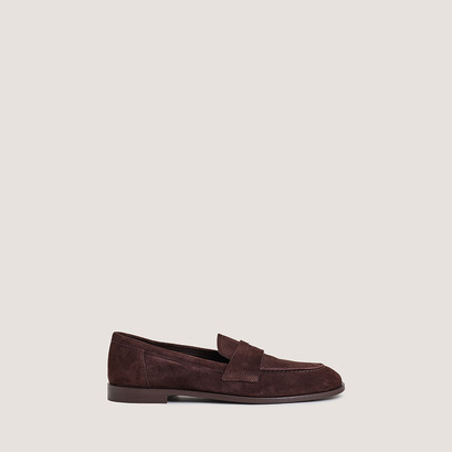 Round-toe loafers in brown suede | thelma