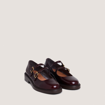 Ballet flats with double straps in chocolate patent leather | dreamy