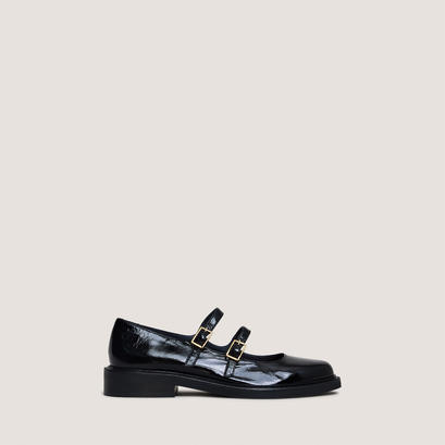 Ballet flats with double straps in black patent leather | DREAMY