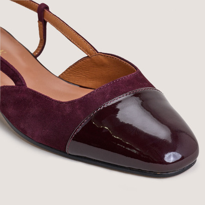 Slingback ballet flats in burgundy patent leather and velvet | dhapou