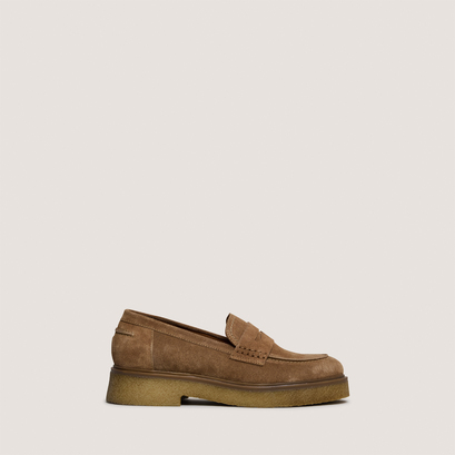 Round-toe loafers in beige suede | marion