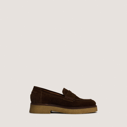 Round-toe loafers in dark brown suede | marion