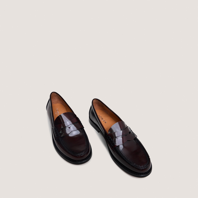 Penny loafers with raised soles burgundy