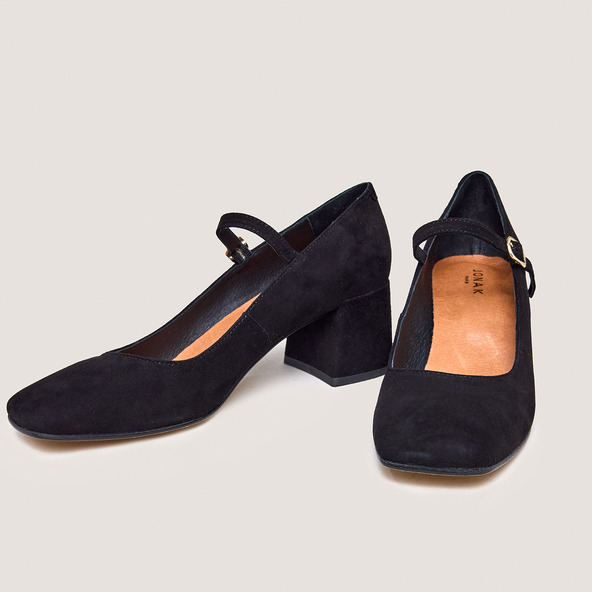 Mary Jane with Square Heels in black velvet | ALIENOR