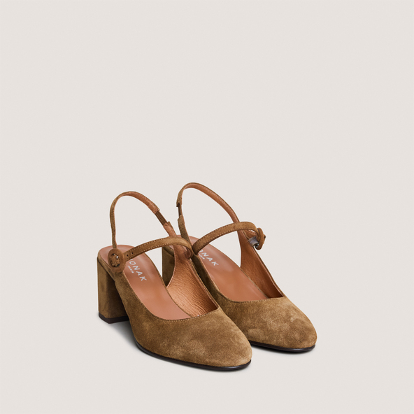 Mary Jane with Open Back in cognac suede | DOLLAR